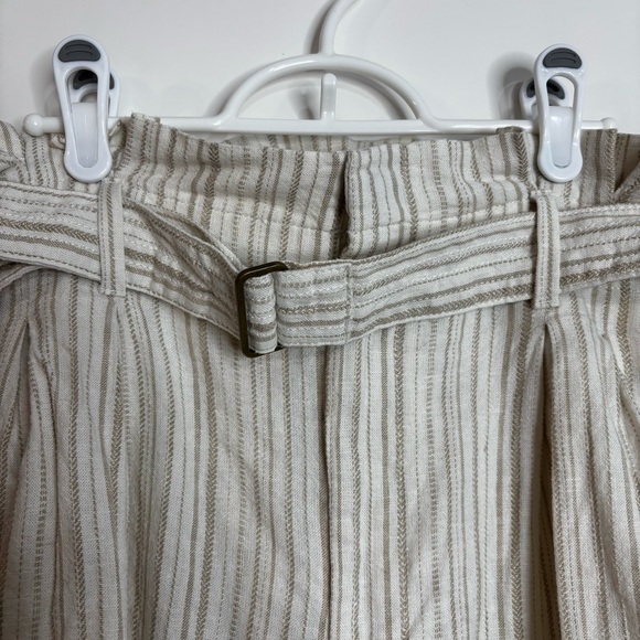 Banana Republic High Waist Beige Striped Shorts Women’s 8 Paper Bag Waist Tie - Picture 5 of 9
